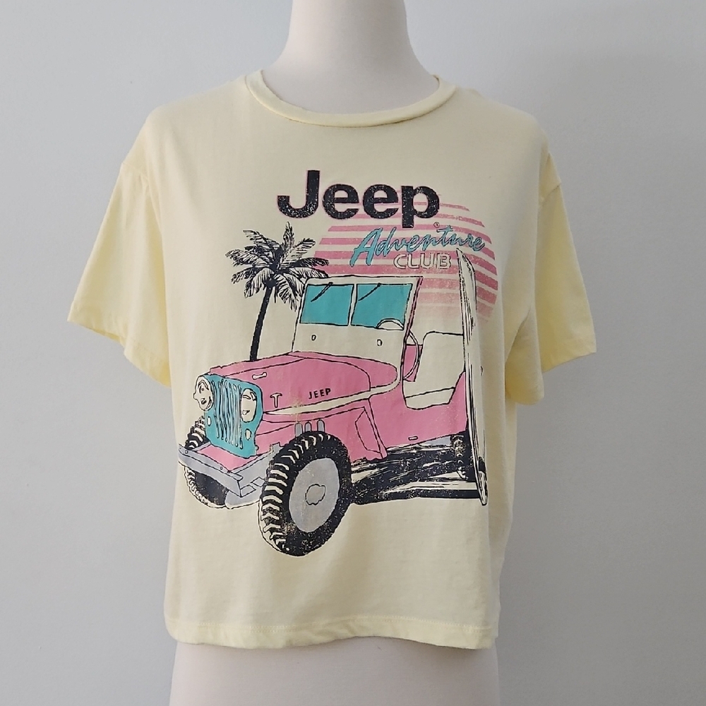 Jeep Cropped Yellow Tshirt With Graphics Surf‎ Size Large